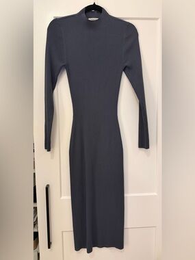 Babaton Slate Ribbed Long Sleeve Bodycon Dress